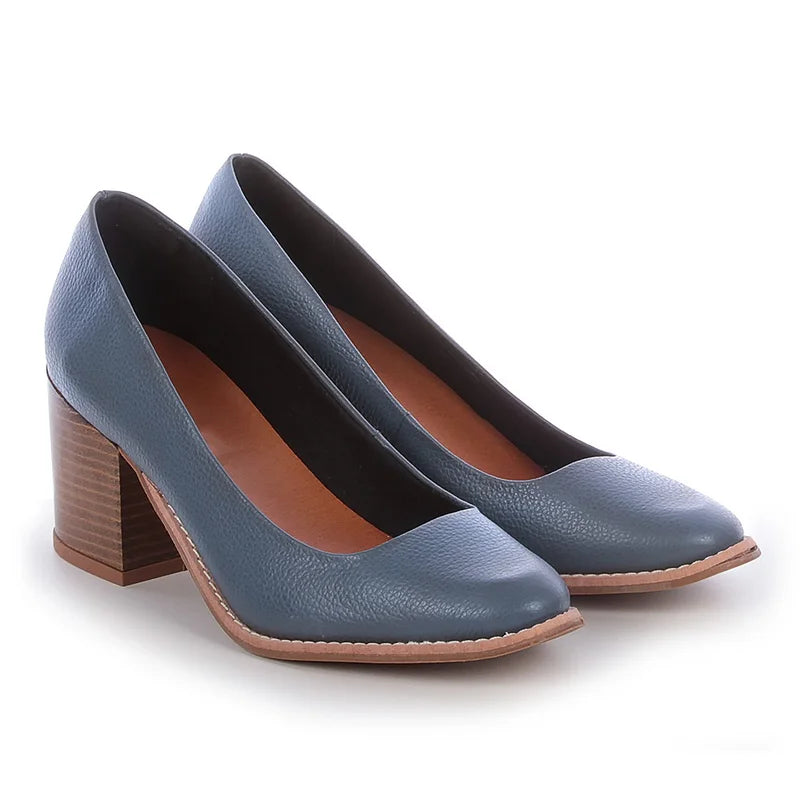 Léa Blue Leather Pumps