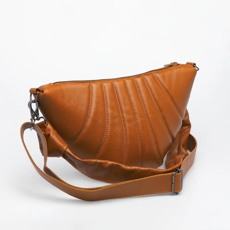Leather Concha Bag - Caramel