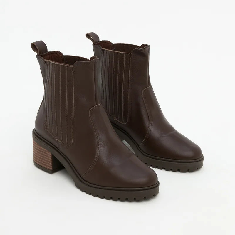 Tássia Leather Boot - Coffee