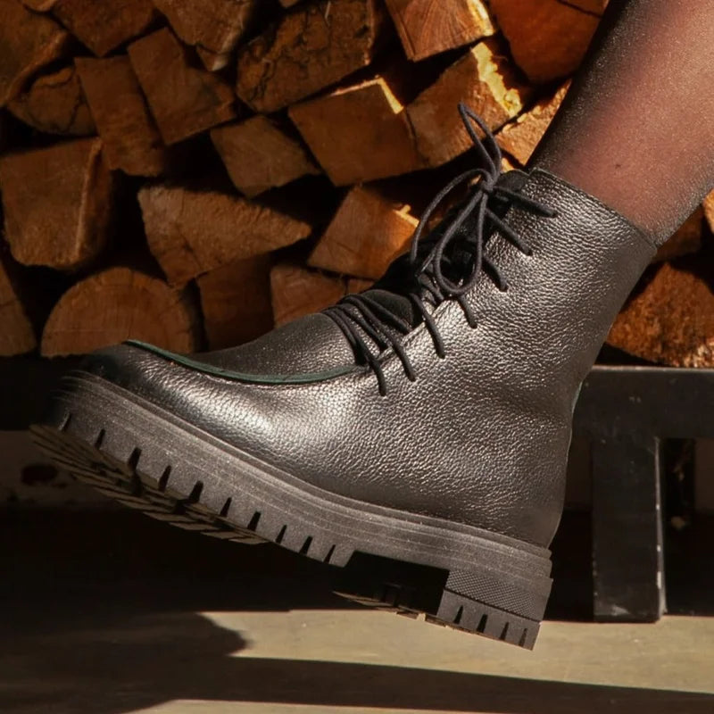 Elise Combat Boot - Black