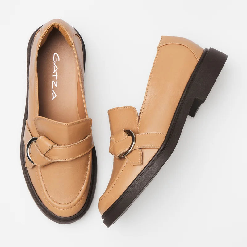 Elorie Leather Loafer - Beige