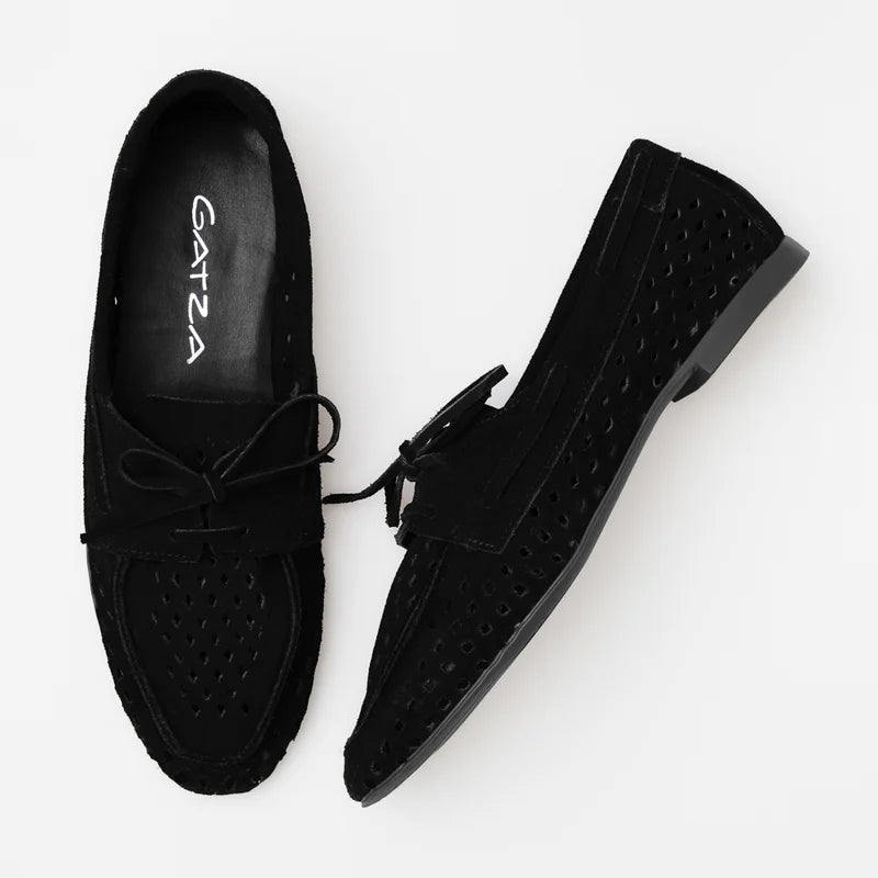 Perforated Leather Loafer - Black