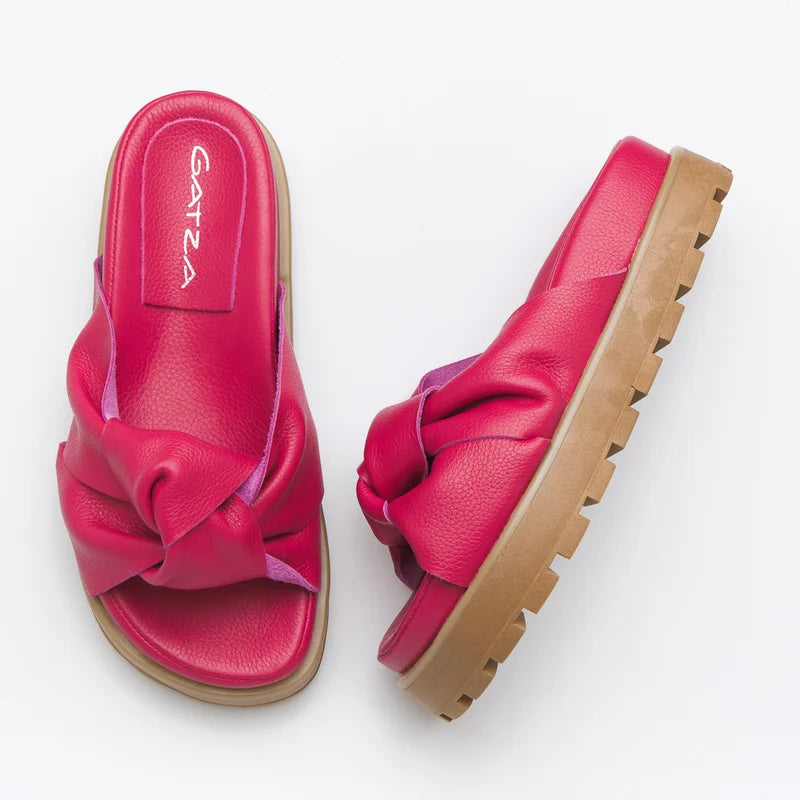 Knot Leather Slide Sandal Pink