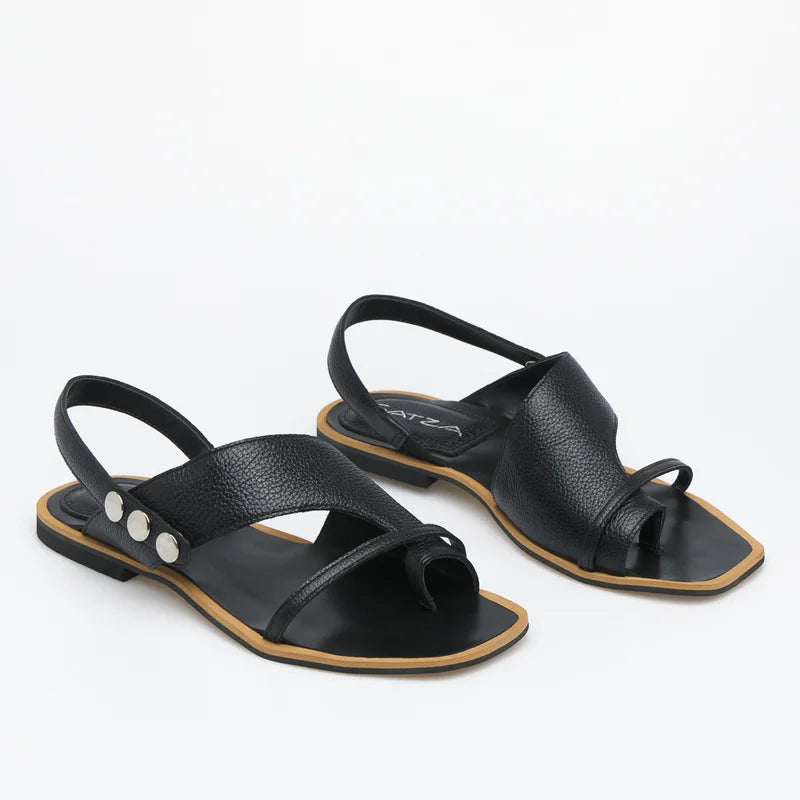 Elen Black Flat Sandal