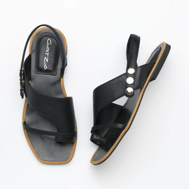 Elen Black Flat Sandal
