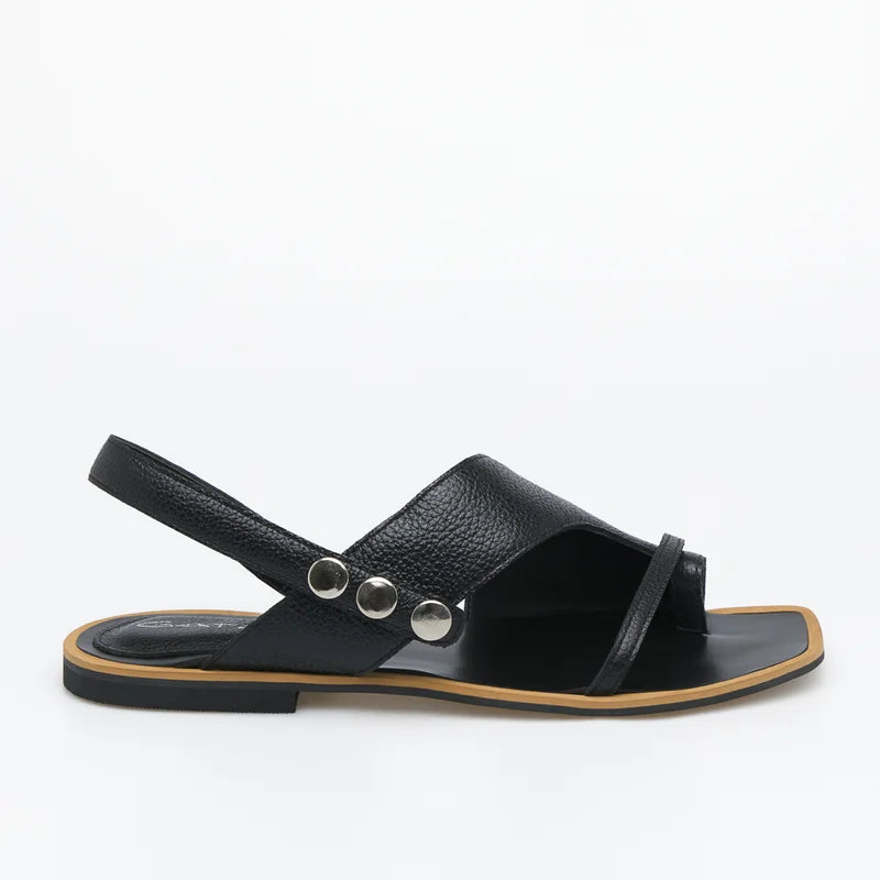 Elen Black Flat Sandal