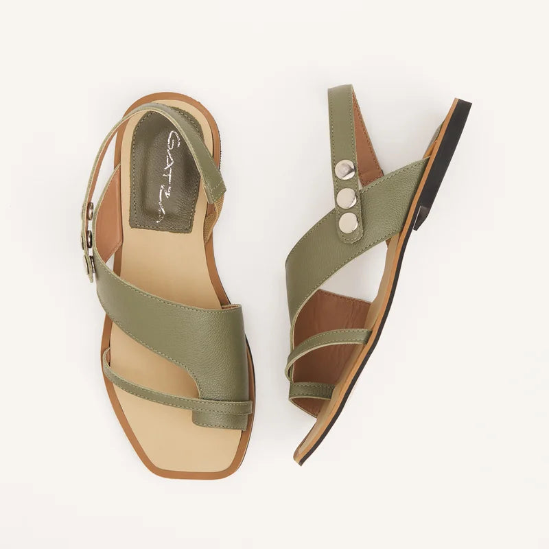 Elen Green Flat Sandal