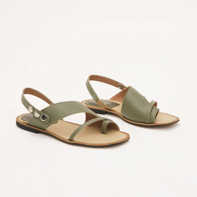 Elen Green Flat Sandal