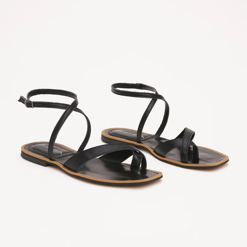 Elisa Flat Sandal - Black
