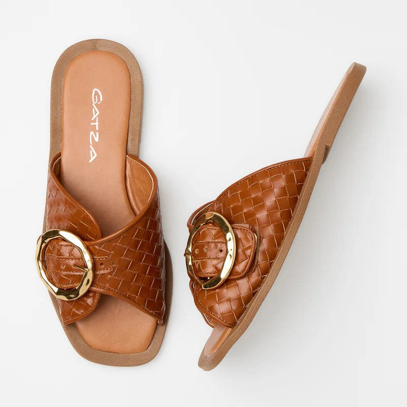 Firenze Caramel Leather Flats