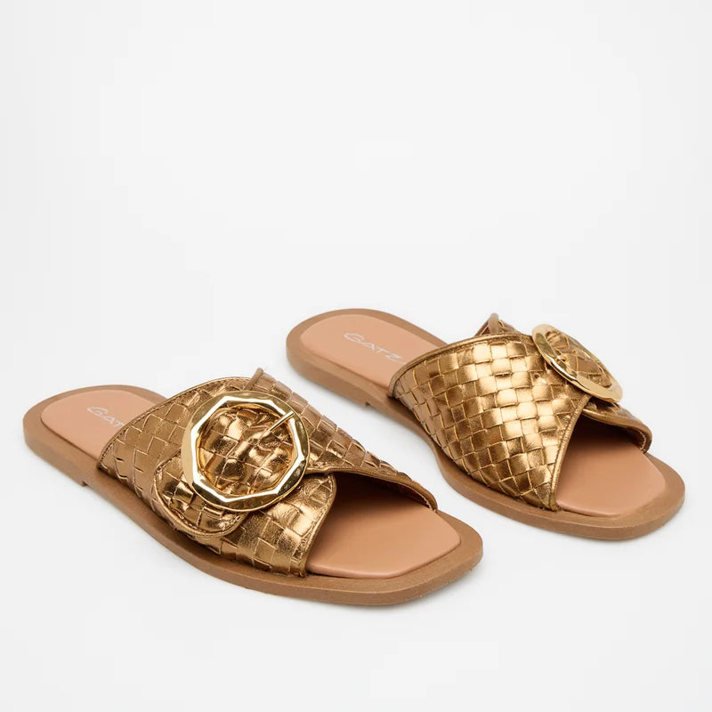 Firenze Old Gold Leather Flats