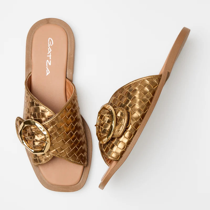 Firenze Old Gold Leather Flats