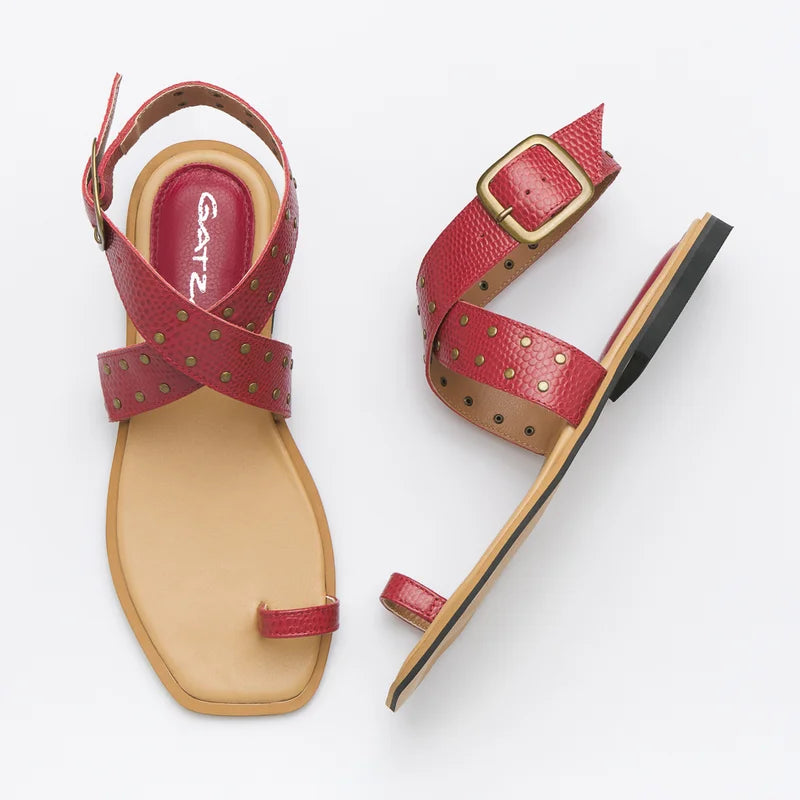 Lívia Flat Sandal - Cherry