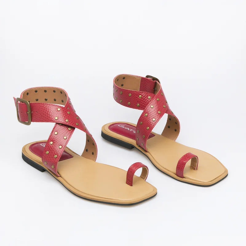 Lívia Flat Sandal - Cherry