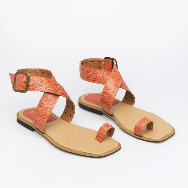 Lívia Flat Sandal - Orange