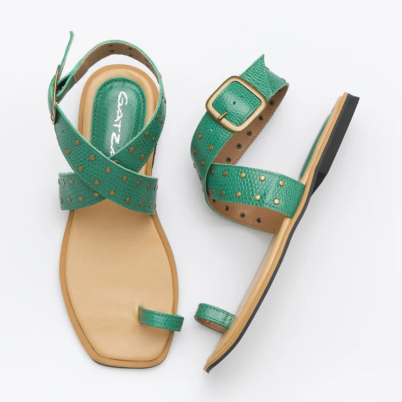 Lívia Flat Sandal - Green