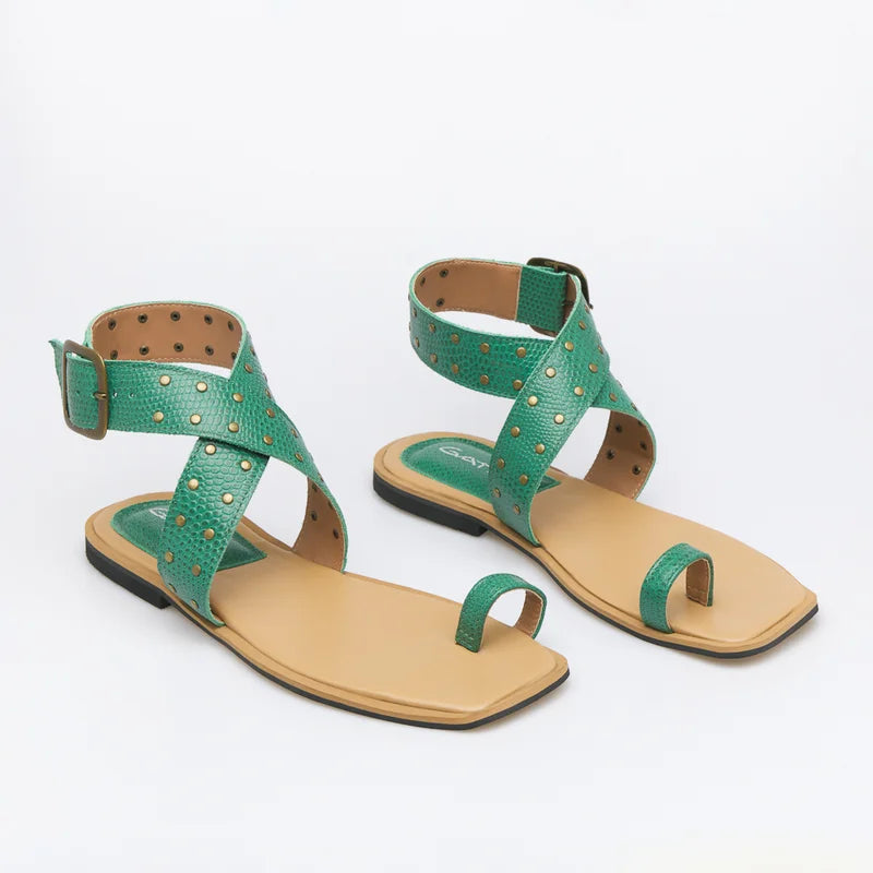 Lívia Flat Sandal - Green