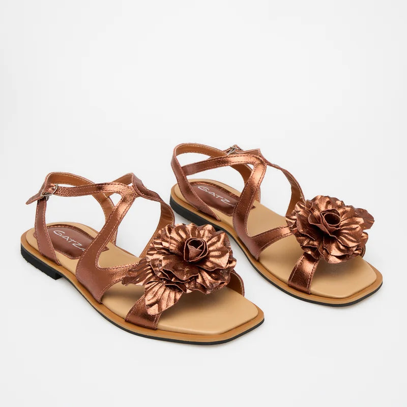 Lumine Leather Flat Sandal - Copper