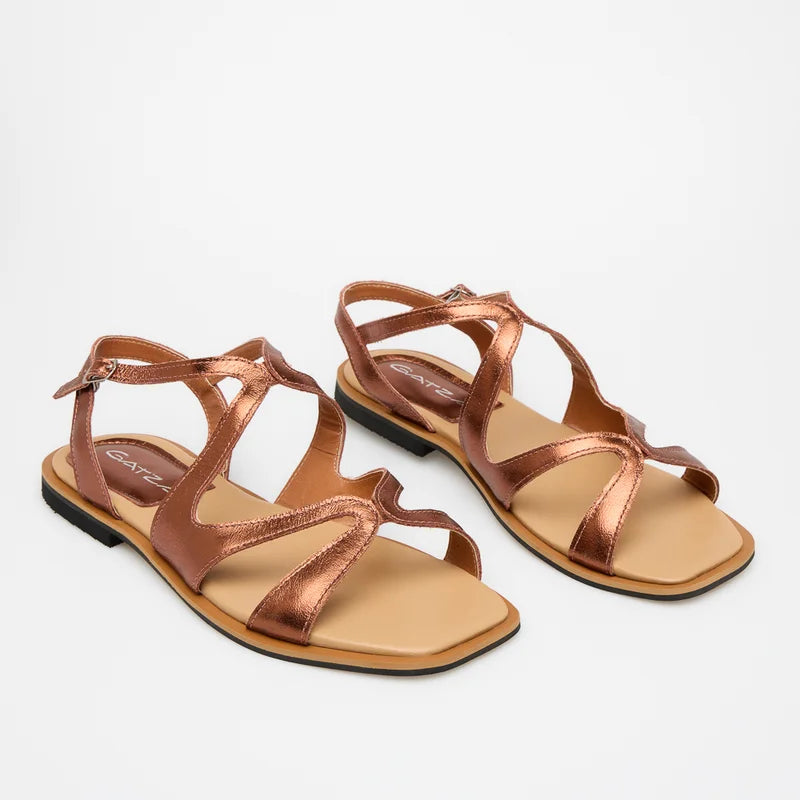 Lumine Leather Flat Sandal - Copper