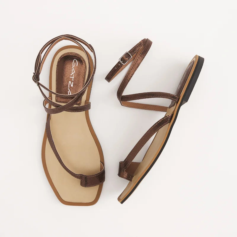 Luna Flat Sandal - Bronze