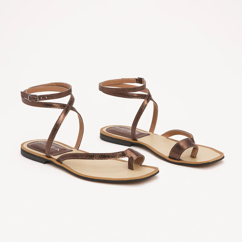Luna Flat Sandal - Bronze