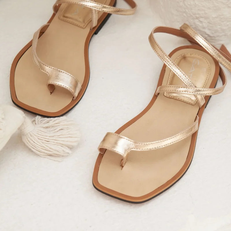 Luna Flat Sandal - Light Gold