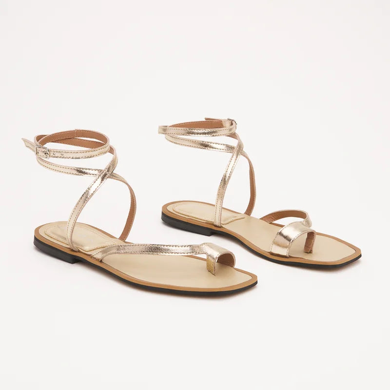 Luna Flat Sandal - Light Gold