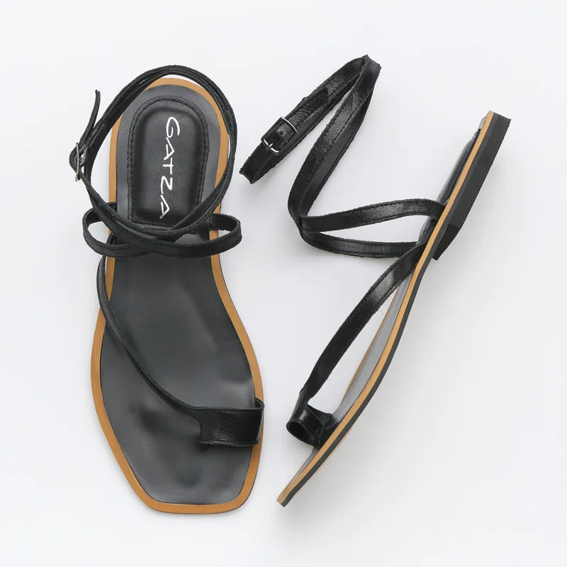 Luna Flat Sandal - Black