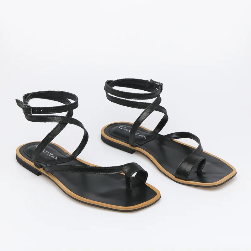 Luna Flat Sandal - Black