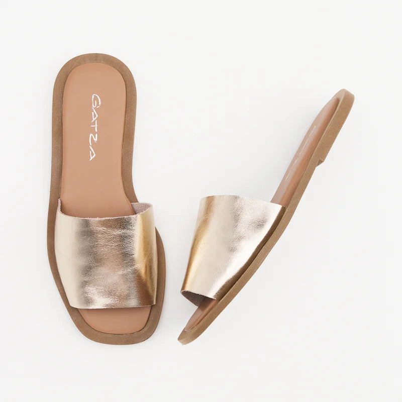 Yasmin Metallic Gold Light Flat Sandal