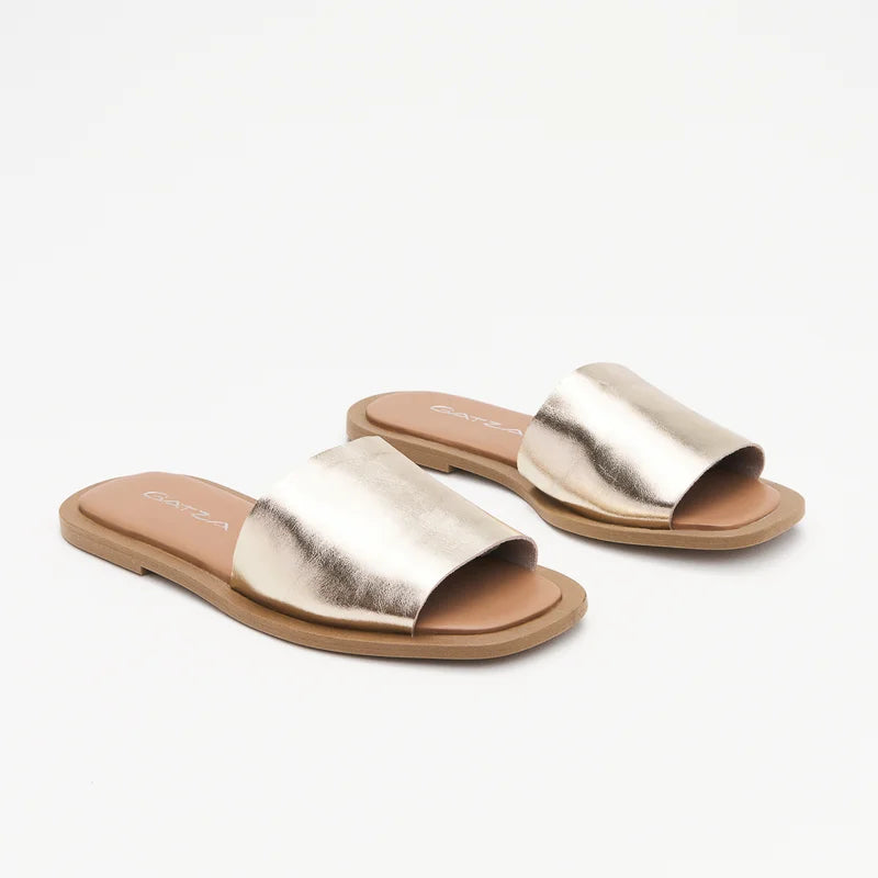 Yasmin Metallic Gold Light Flat Sandal