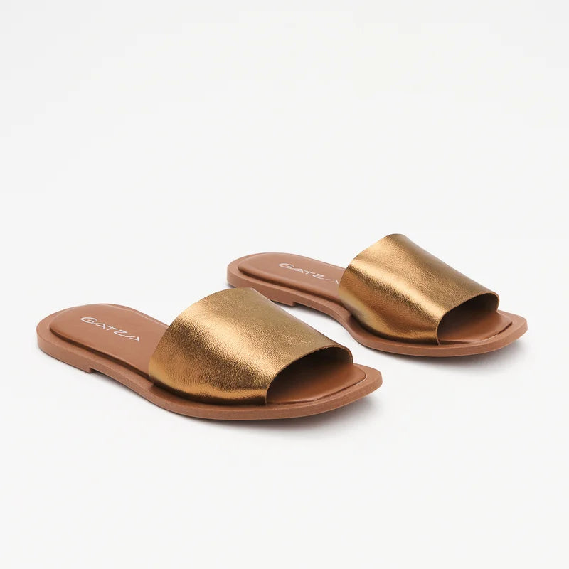 Yasmin Gold Flat Sandal