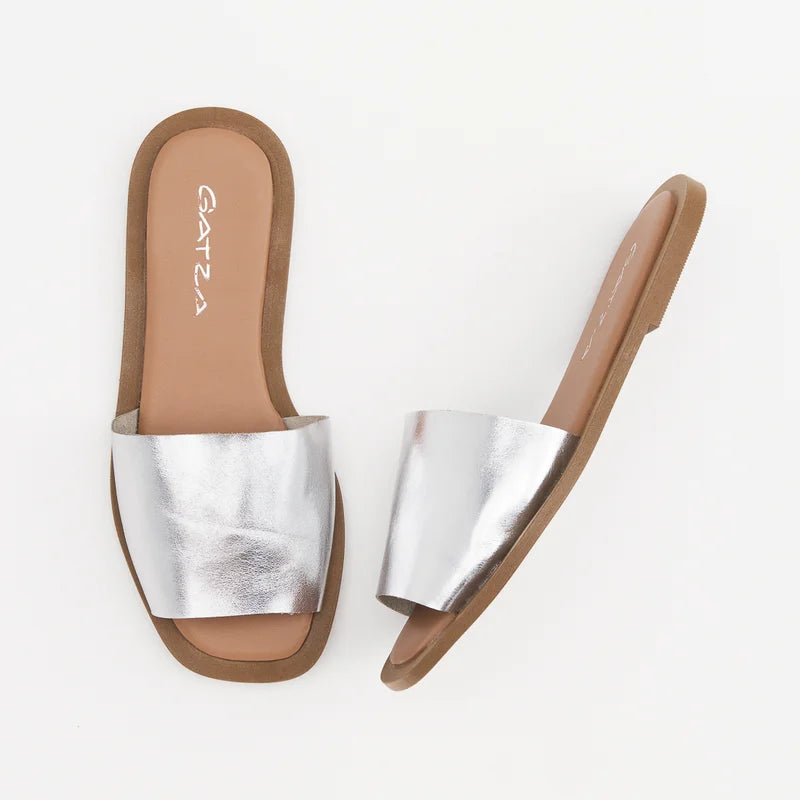Yasmin Silver Flat Sandal