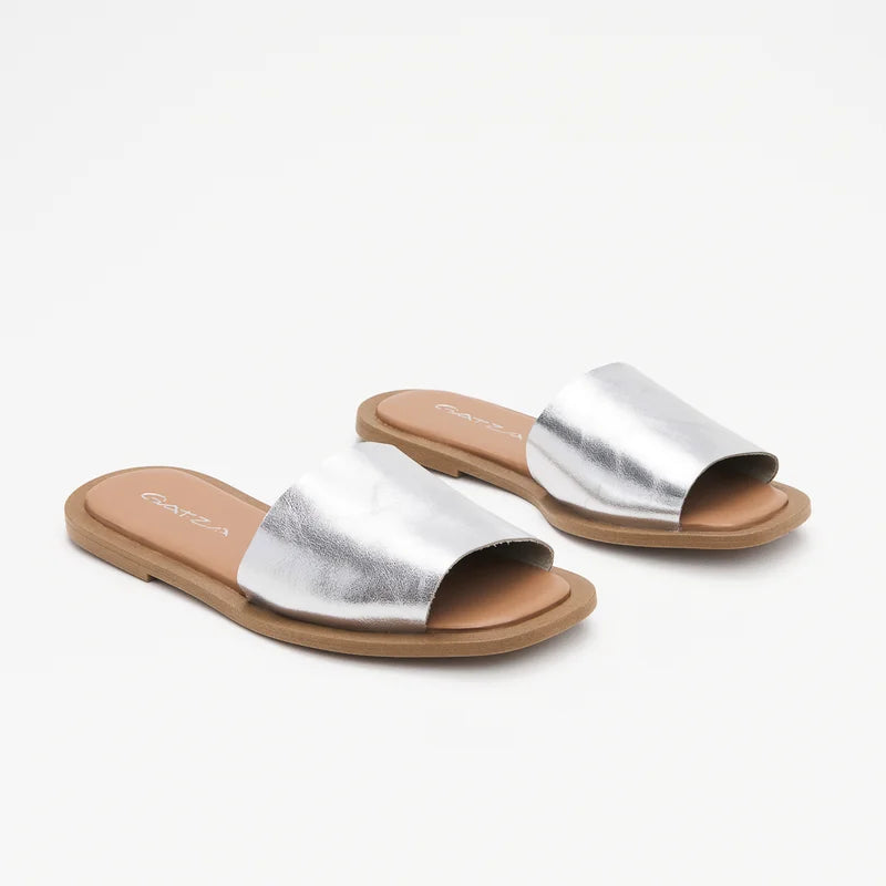 Yasmin Silver Flat Sandal