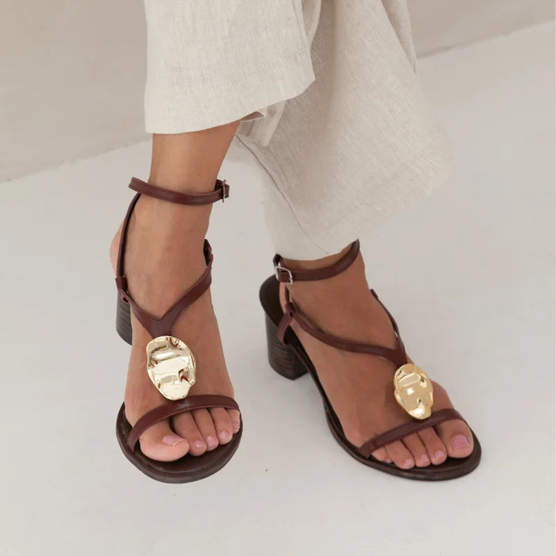 Azzora Leather Sandal - Coffee