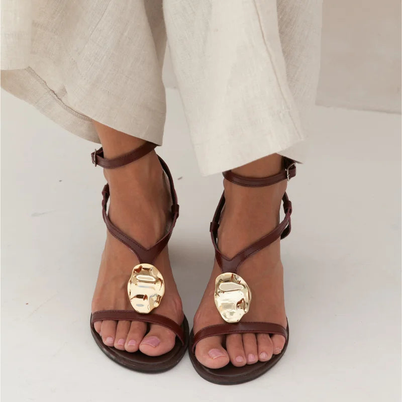 Azzora Leather Sandal - Coffee