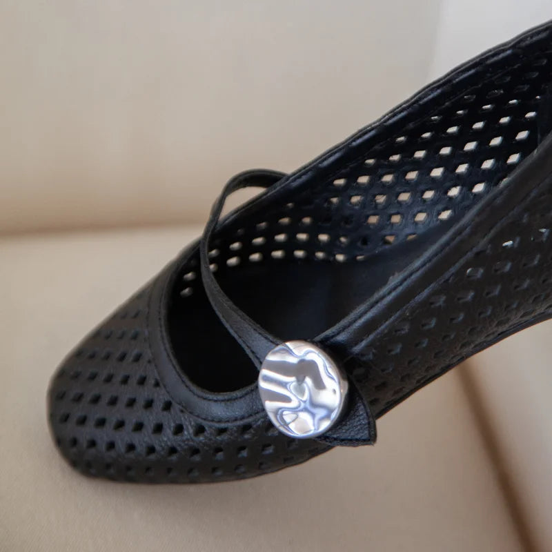 Maitê Leather Flat - Black