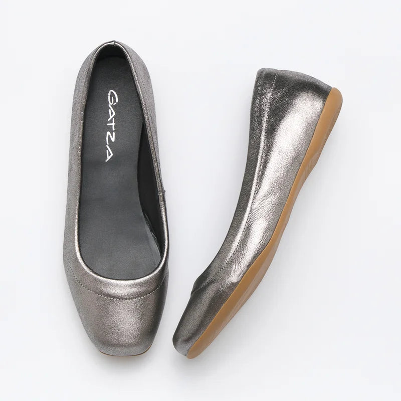 Relevo Leather Flat - Silver