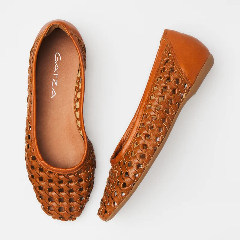 Trama Leather Flat - Caramel