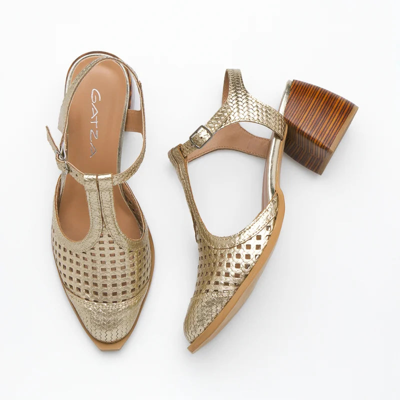 Marcele Leather Shoe - Light Gold