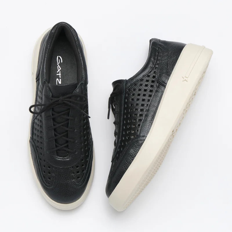Checkered Leather Sneakers - Black