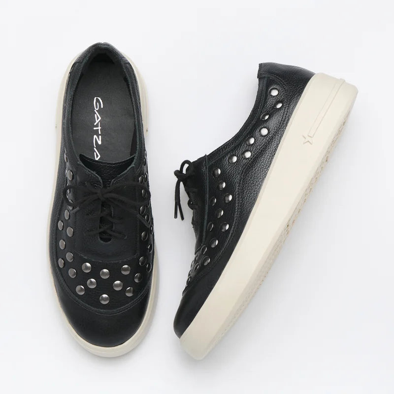 Leather Studded Sneaker - Black