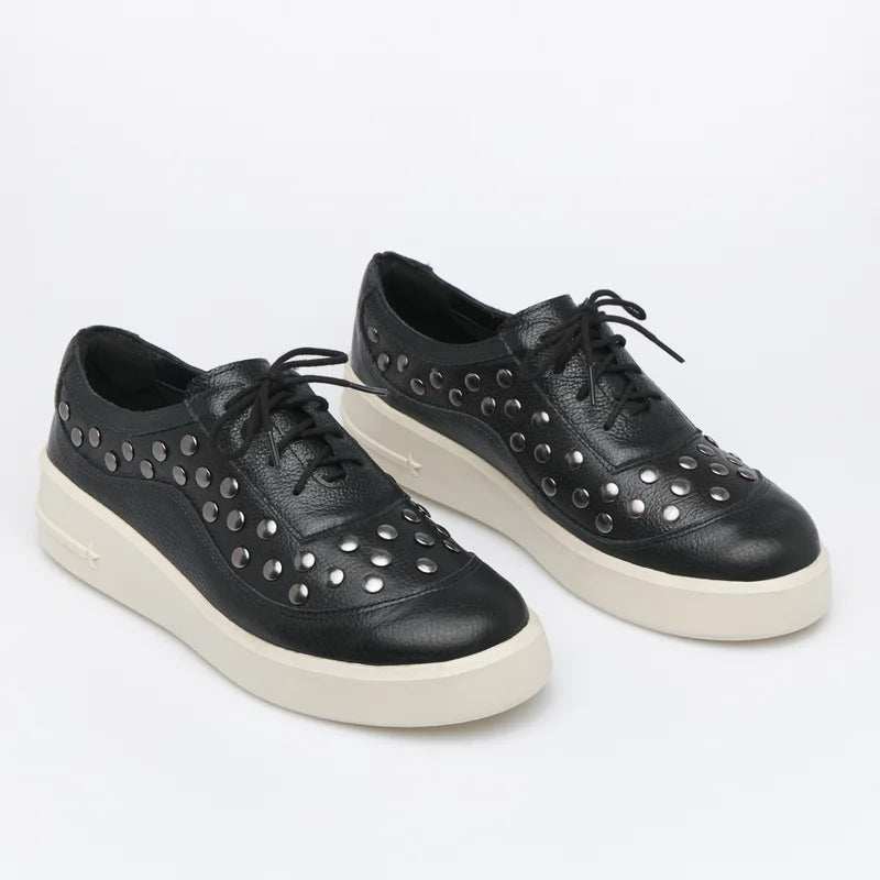 Leather Studded Sneaker - Black