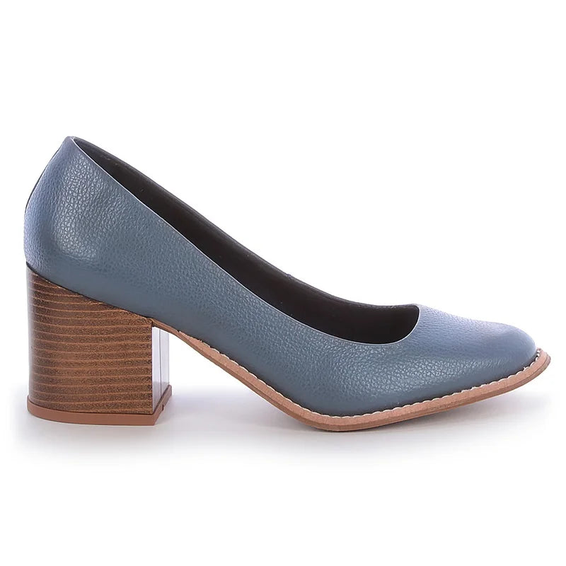 Léa Blue Leather Pumps