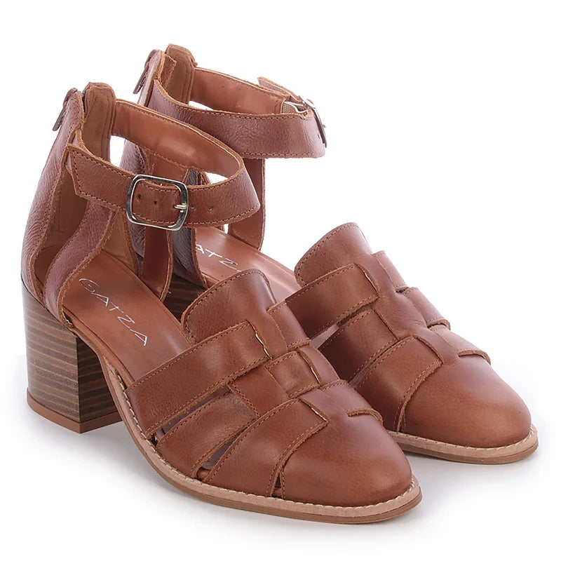Dária Caramel Leather Ankle Boots