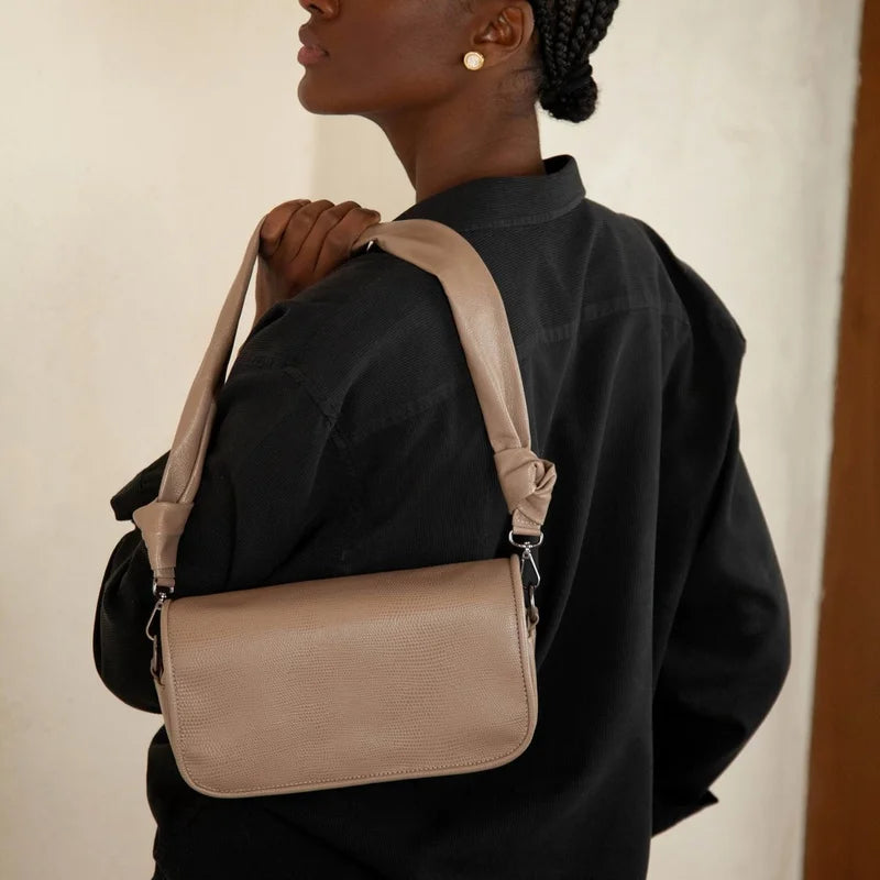 Lezard Leather Baguette Bag - Sieno