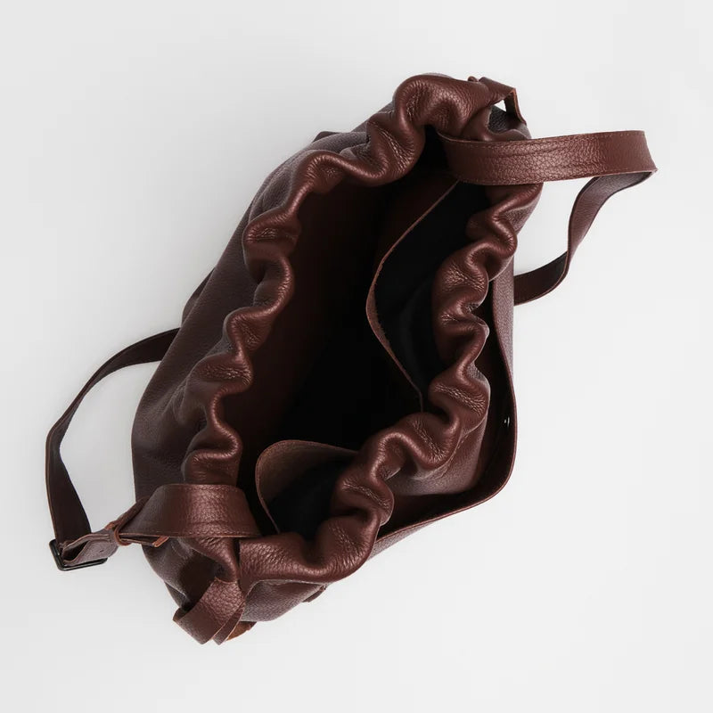 Leather Bucket Bag - Brown