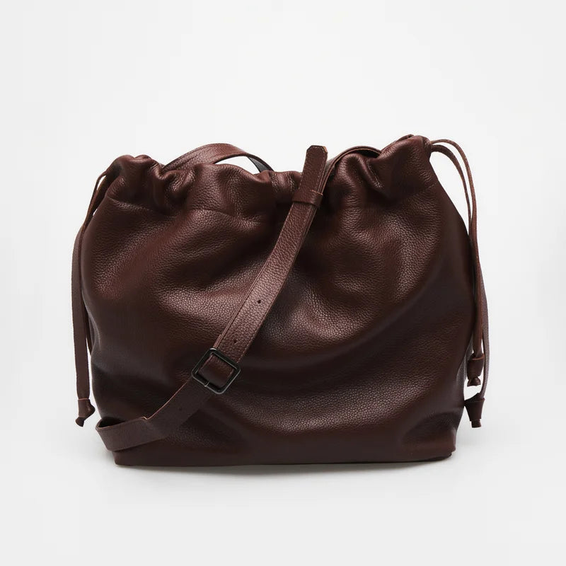 Leather Bucket Bag - Brown