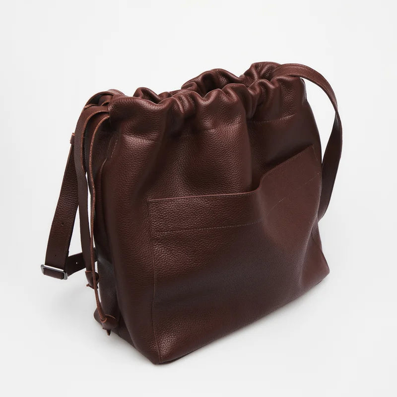 Leather Bucket Bag - Brown