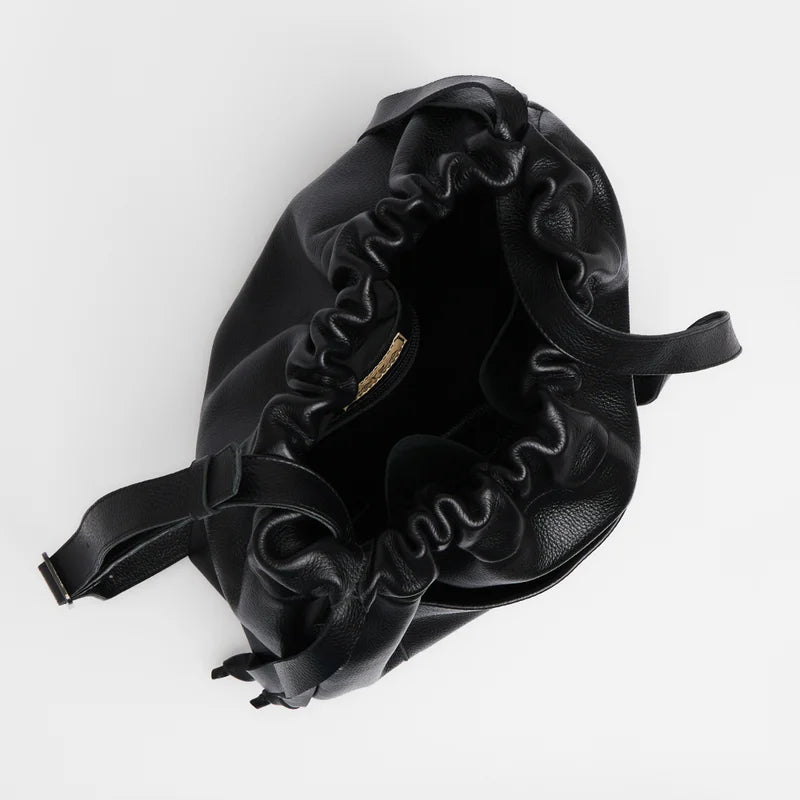 Leather Bucket Bag - Black